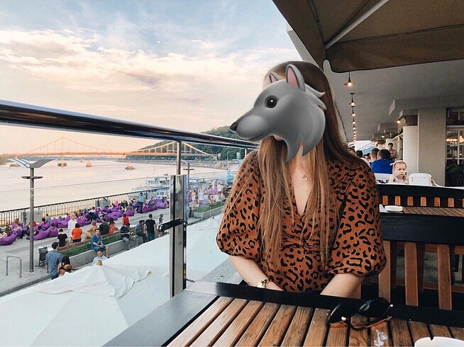 xs Beden çeşitli Renk Koton Balon Kollu Leopar desenli Elbise