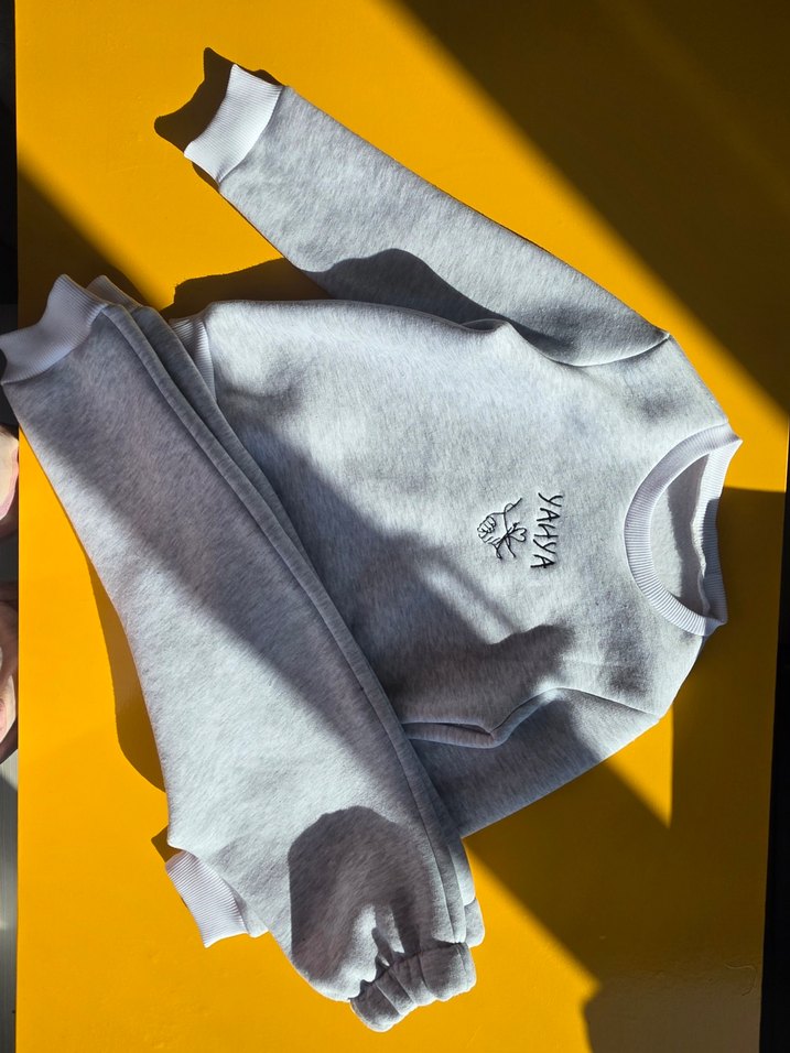 Gri Nakışlı bebek Sweatshirt - Görsel 3