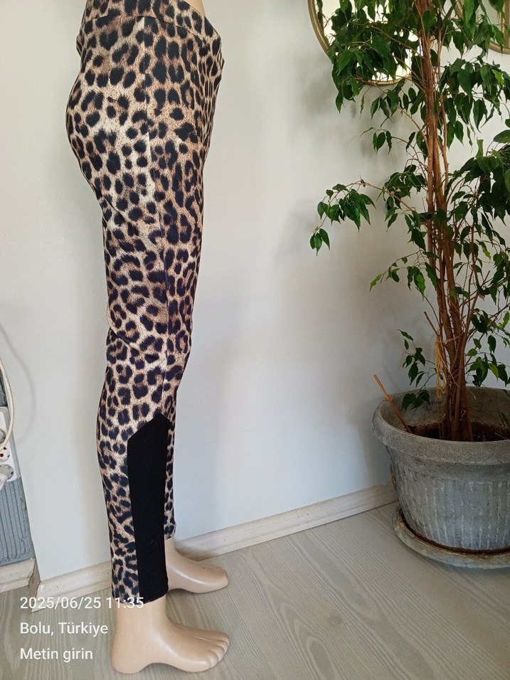 #TÜVİD MARKAKahverengi Leopar Desenli Kadın Tayt - Görsel 4