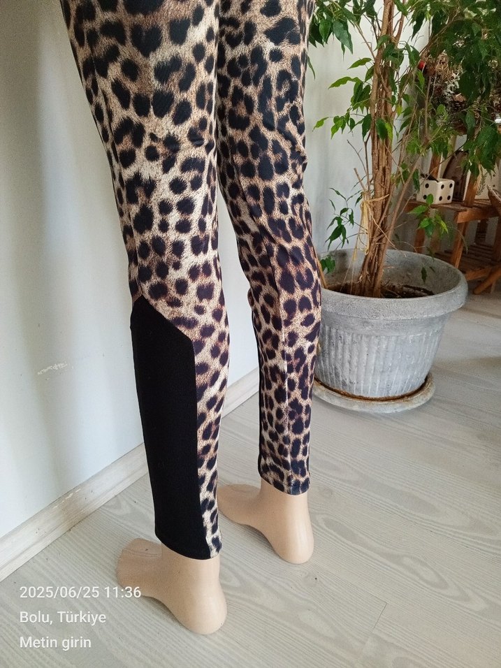 #TÜVİD MARKAKahverengi Leopar Desenli Kadın Tayt - Görsel 5