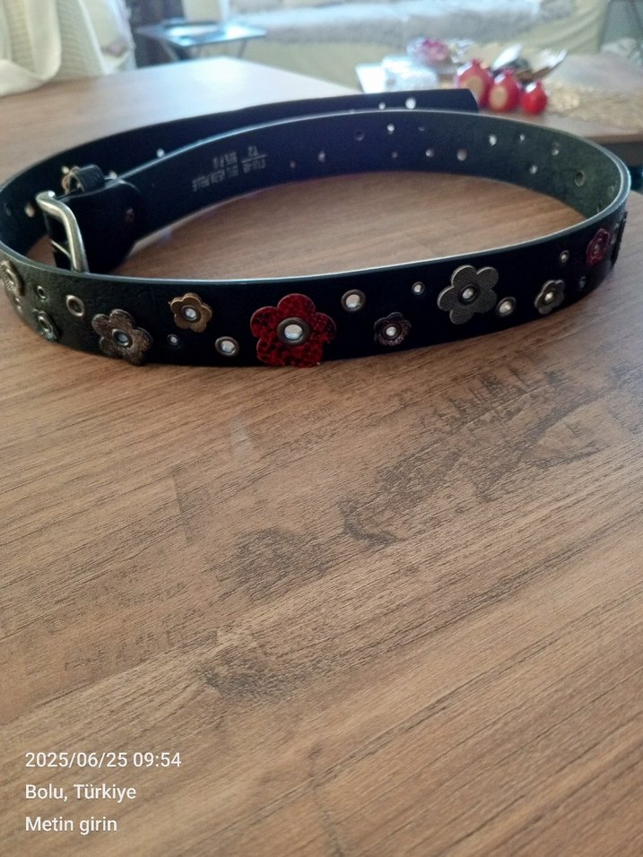 TÜZÜN MARKA Çiçek Detaylı Çok Renkli Deri Kadın Kemer - Görsel 4