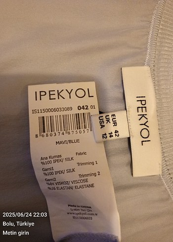 İPEKYOL açık mavi%100 İPEK Kolsuz Transparan Bluz - Görsel 5