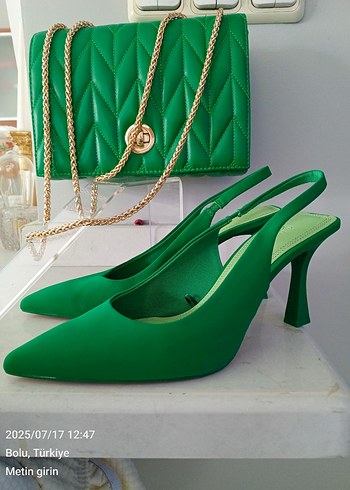 #MARJİN MARKA Yeşil Deri Zincir Detaylı Kadın Çanta - Görsel 8