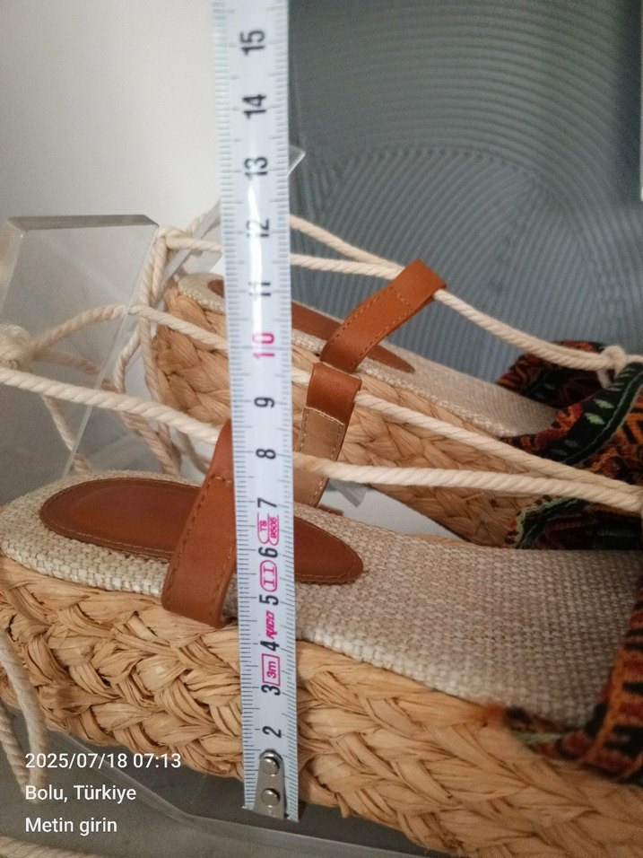 #TWİST Etnik Desenli Bağcıklı Kadın Dolgu Topuklu Sandalet - Görsel 5