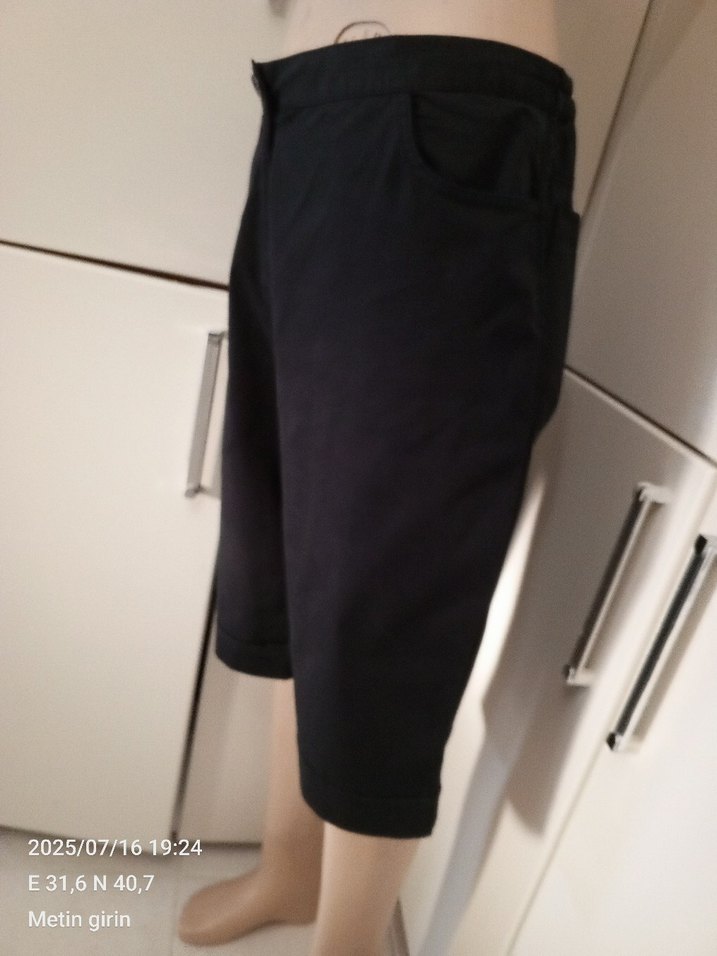 #Siyah Midi Kadın Kumaş Pantolon - Görsel 2