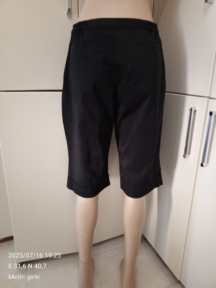 #Siyah Midi Kadın Kumaş Pantolon - Görsel 3