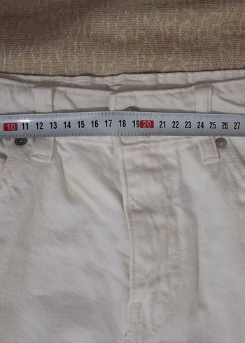 34 Beden beyaz Renk Beyaz Tonlu Rahat Kesim Beyaz Midi Kot Pantolon