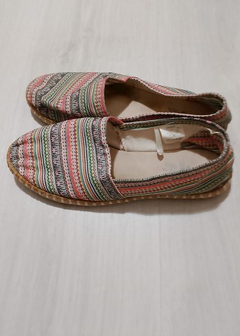 37 Beden Renkli bağlama desenli dolgu topuk espadril