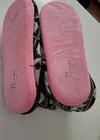 Kız Çocuk Örgü Desenli Sıcak Ev Terliği - Görsel 3