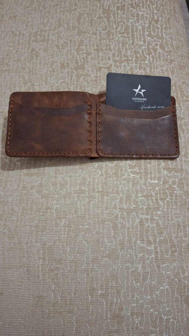 Bohem Tarzı Parlak Kahverengi Erkek Cüzdanı - Görsel 5