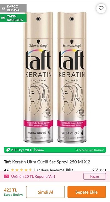 Taft saç spreyi