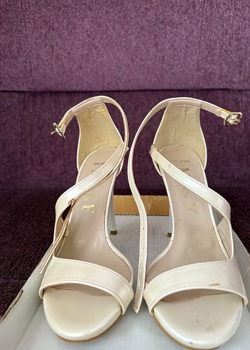 Bej Stiletto Topuklu Kadın Abiye Ayakkabı - Görsel 4