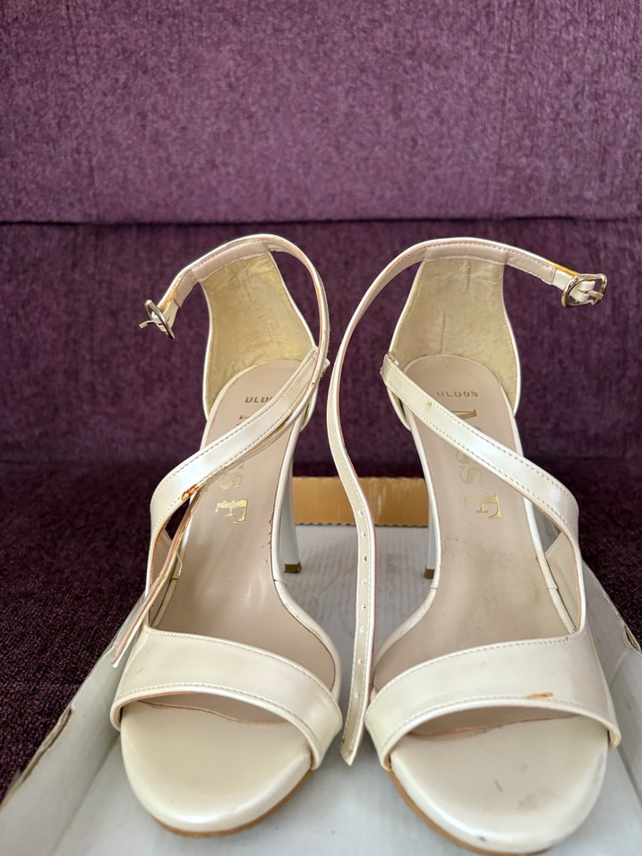 Bej Stiletto Topuklu Kadın Abiye Ayakkabı - Görsel 4