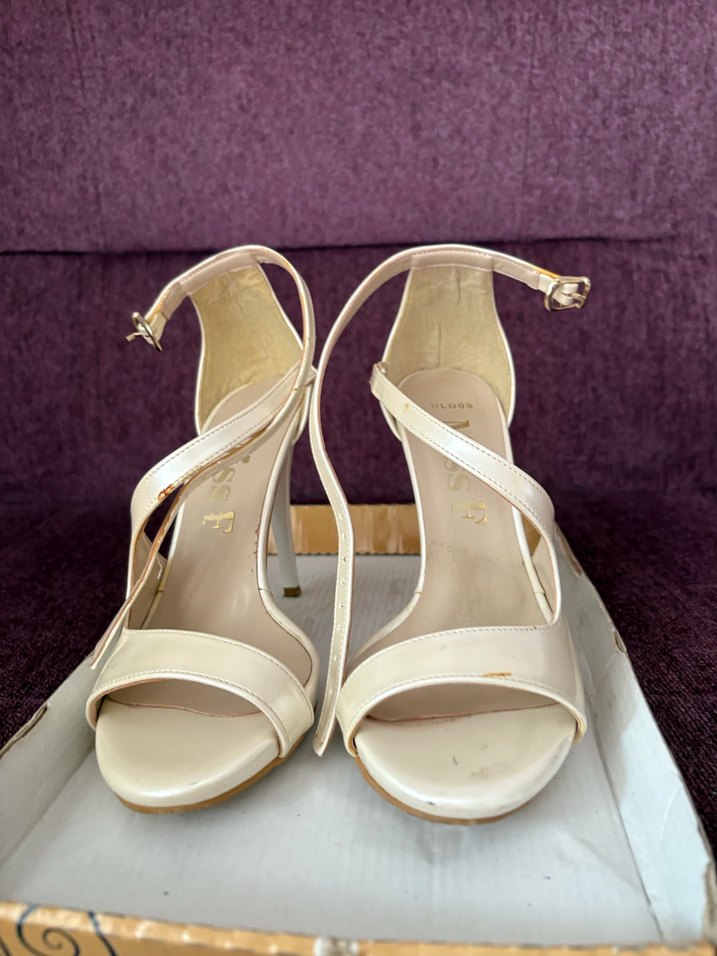 Bej Stiletto Topuklu Kadın Abiye Ayakkabı - Görsel 5