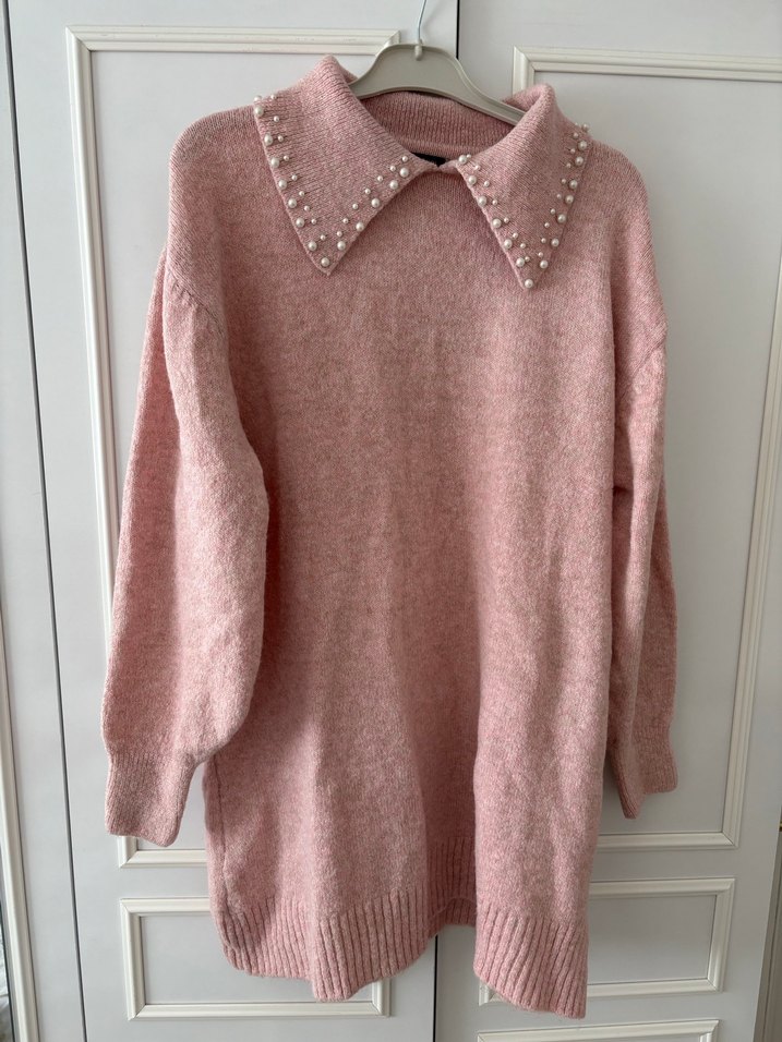 İnci Detaylı Pembe Uzun Kollu Triko Kazak - Görsel 2