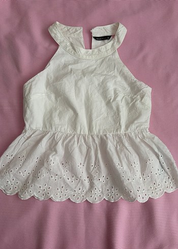 Fırfırlı Nakışlı Beyaz Bluz - Görsel 4