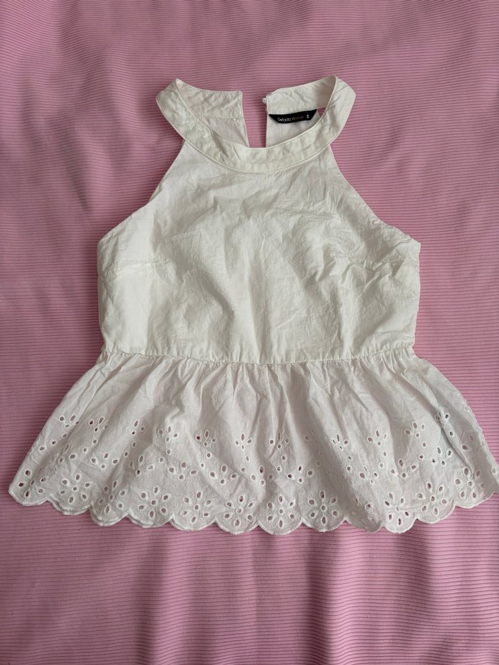 Fırfırlı Nakışlı Beyaz Bluz - Görsel 3