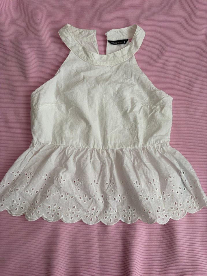 Fırfırlı Nakışlı Beyaz Bluz - Görsel 4