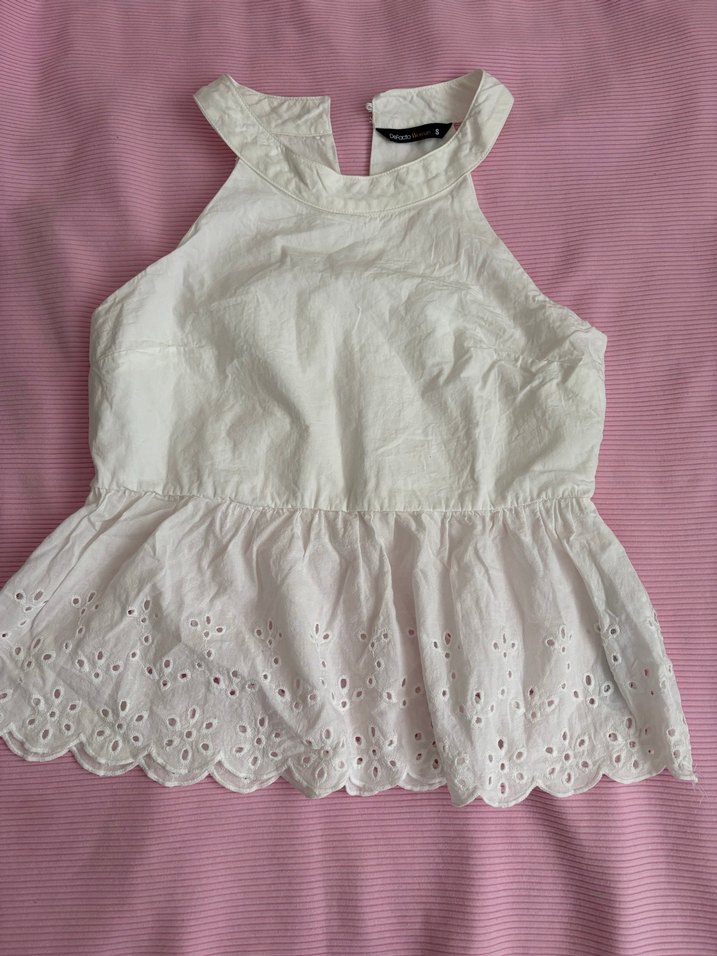 Fırfırlı Nakışlı Beyaz Bluz - Görsel 5