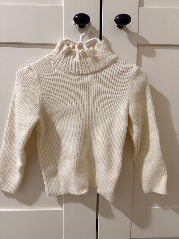 Krem Yüksek Yakalı Triko  Kazak - Görsel 2