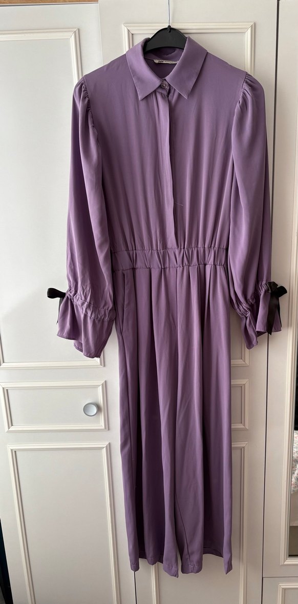 Mor Uzun Kollu Salaş Kadın Elbise - Görsel 2