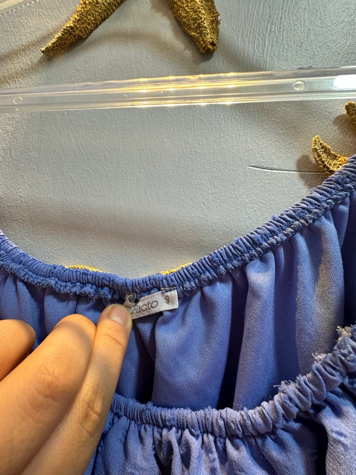 Mavi Bohem Uzun Elbise Fırfırlı - Görsel 3