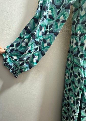 Turkuaz Renkli Bohem Uzun Elbise - Görsel 4