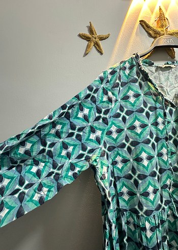 Turkuaz Renkli Bohem Uzun Elbise - Görsel 3