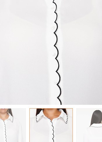 İş için Beyaz Nakışlı V Yaka Kadın Gömlek - Görsel 5