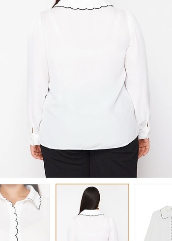 İş için Beyaz Nakışlı V Yaka Kadın Gömlek - Görsel 6