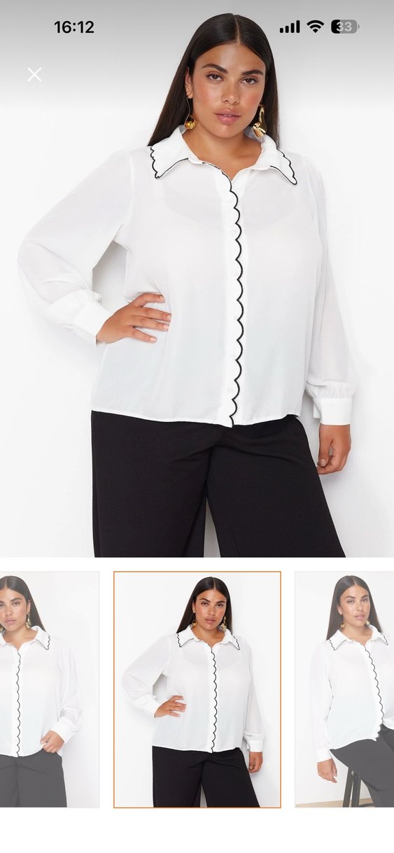 İş için Beyaz Nakışlı V Yaka Kadın Gömlek - Görsel 2
