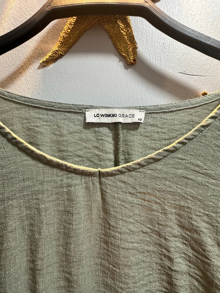 Gri Keten Uzun Salaş Elbise - Görsel 2