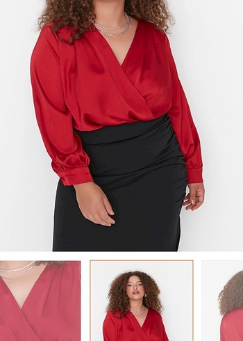 Kırmızı Drapeli Kadın Bluz - Görsel 4