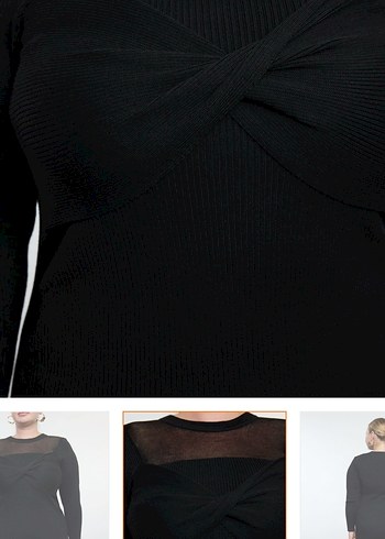 Siyah Midi Kalem Elbise V Yaka - Görsel 4