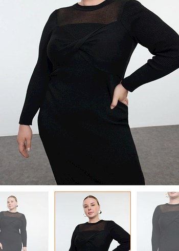 Siyah Midi Kalem Elbise V Yaka - Görsel 2