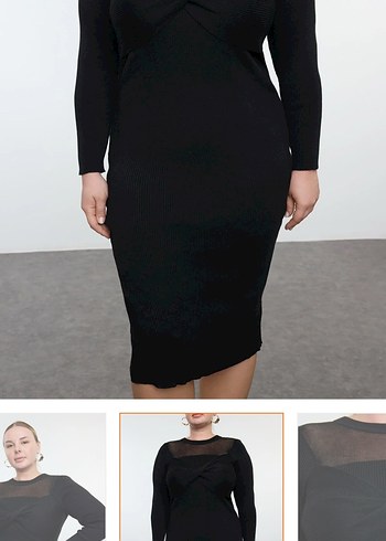 Siyah Midi Kalem Elbise V Yaka - Görsel 3