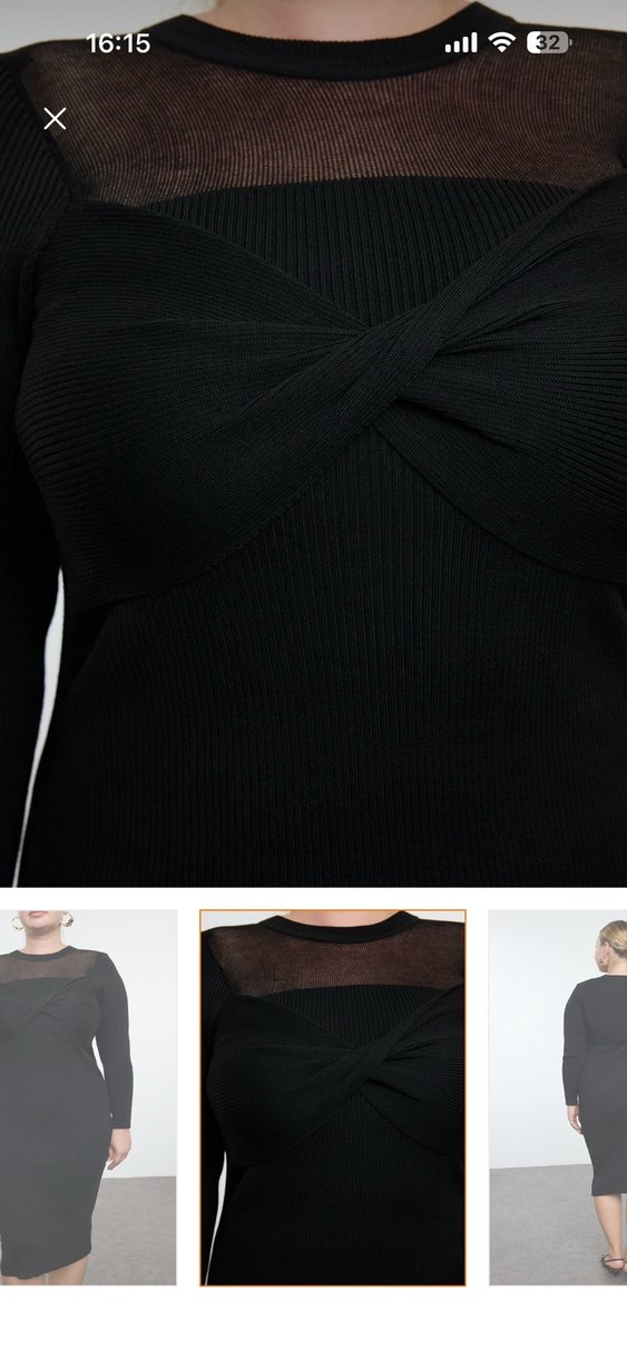 Siyah Midi Kalem Elbise V Yaka - Görsel 4