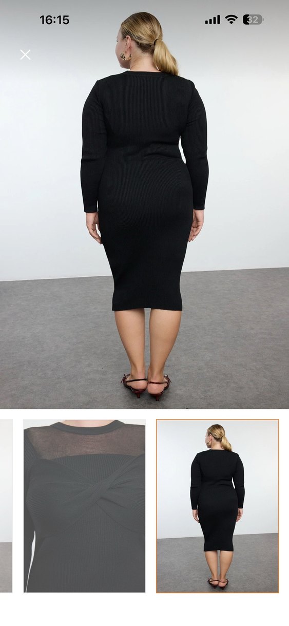 Siyah Midi Kalem Elbise V Yaka - Görsel 5