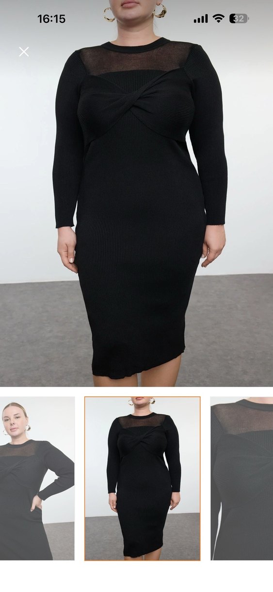 Siyah Midi Kalem Elbise V Yaka - Görsel 3