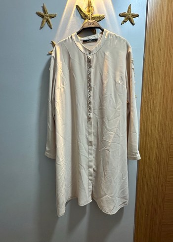 Nakışlı Bej Uzun Abiye Elbise - Görsel 2