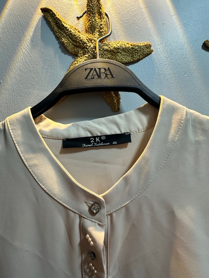 Nakışlı Bej Uzun Abiye Elbise - Görsel 4