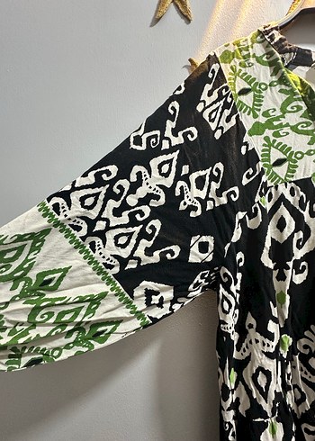 Uzun Yeşil Bohem Püsküllü Elbise - Görsel 3