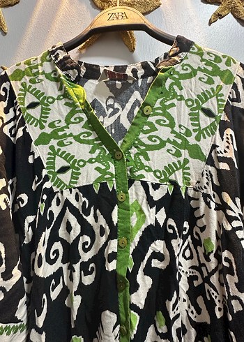 Uzun Yeşil Bohem Püsküllü Elbise - Görsel 2