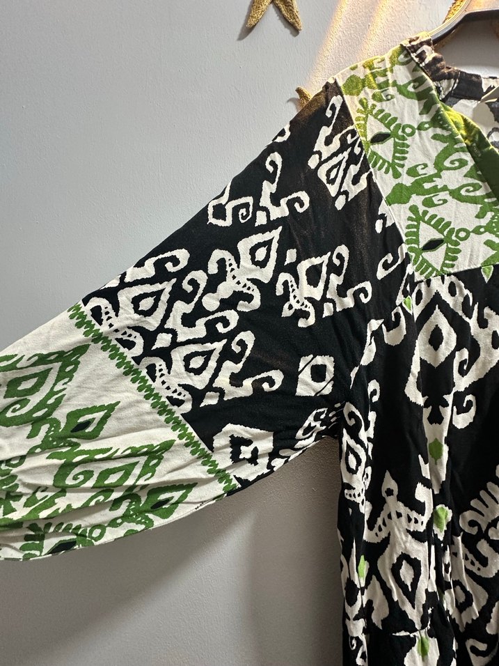 Uzun Yeşil Bohem Püsküllü Elbise - Görsel 3