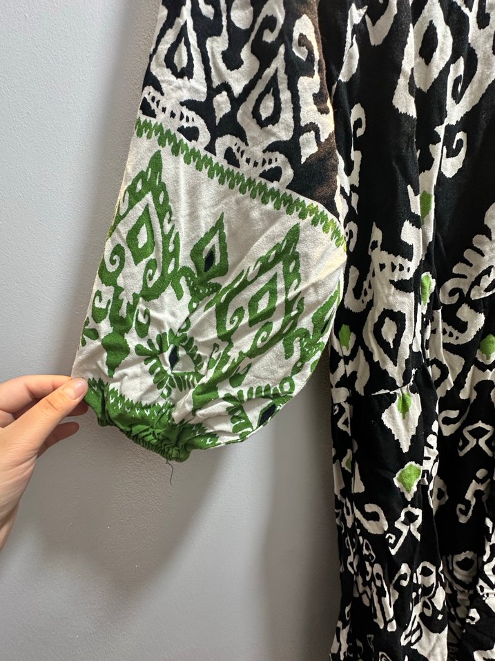 Uzun Yeşil Bohem Püsküllü Elbise - Görsel 4