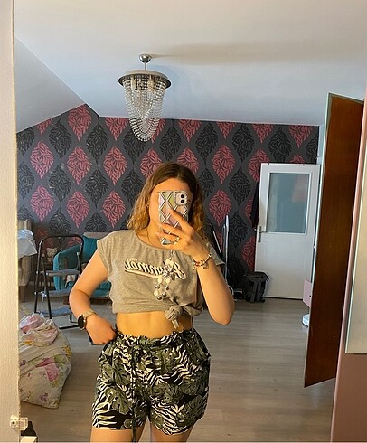 Zara Desenli kumaş şort