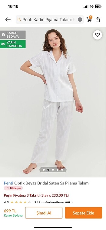 Penti Penti pijama takımı beyaz