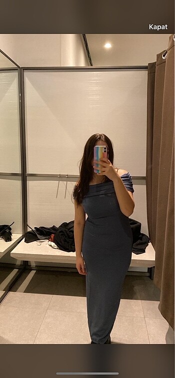 m Beden mavi Renk Zara düz örgü omuz detaylı elbise
