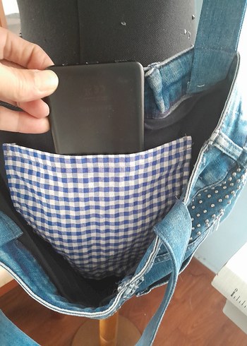 Mavi kot  Kadın kol Çantası - Görsel 4