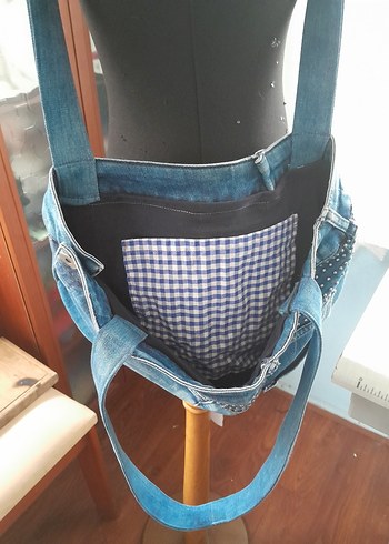 Mavi kot  Kadın kol Çantası - Görsel 3